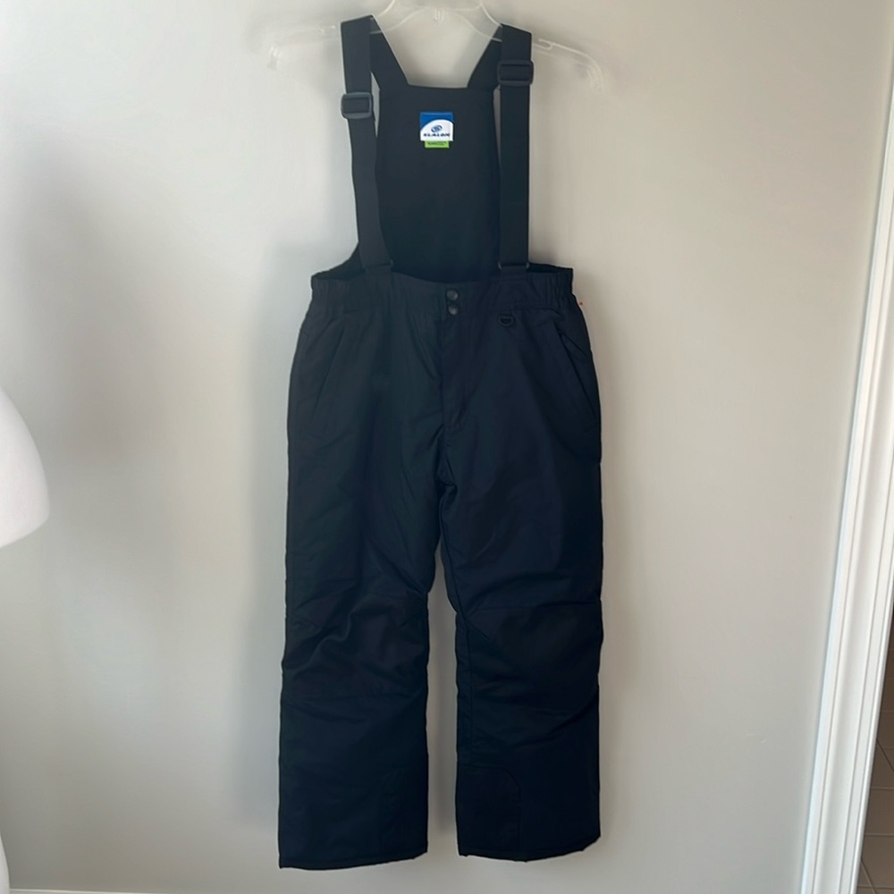 Slalom Youth XL 14-16  Black Snow Pants W-Bib Adjustable straps Elastic Leg Band
